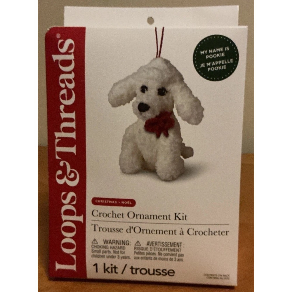 Loops & Thread Christmas Crochet Ornament Kit, Pookie The Puppy, NIB